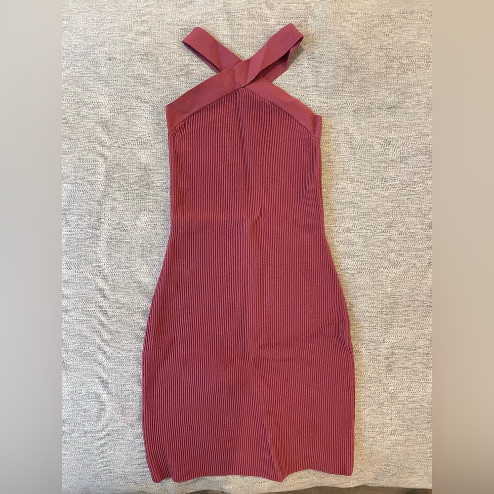 Babaton Cross Strap Burgundy Dress